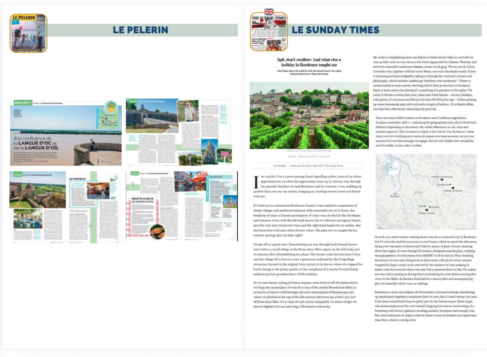 Parution presse nationale mettant en avant l’Entre-Deux-Mers, ses paysages et son art de vivre autour de Créon.