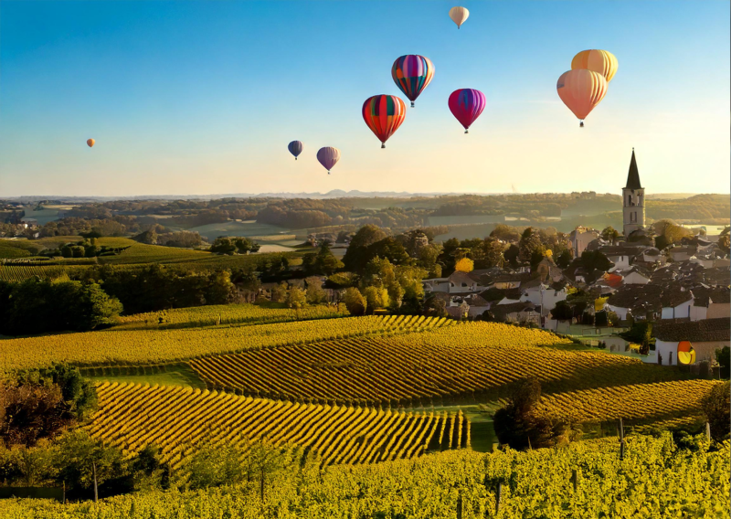 Montgolfières dans les vignes – Vue imprenable sur l’Entre-Deux-Mers à deux pas de l’Hôtel ATENA Créon